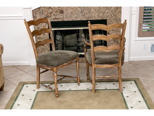 Four French Country Ladder Back Dining Chairs