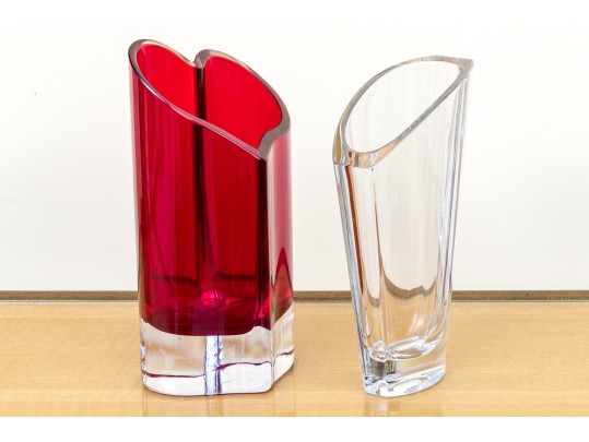 Fabulous Duo Of Rosenthal And Movado Crystal Vases