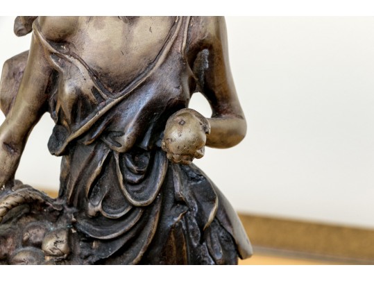 Vintage Arteriors Bronze Sculpture Of A Lady Carrying Fruit