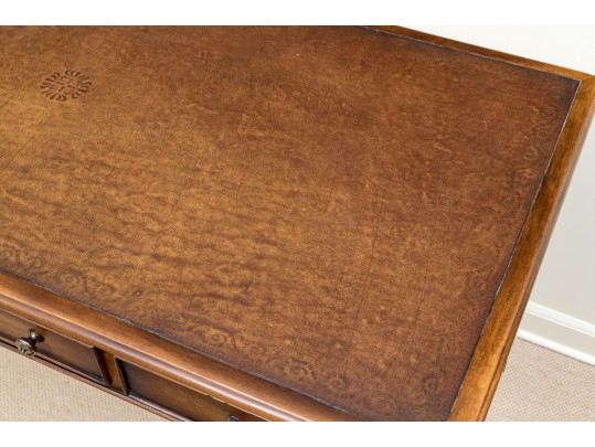 Theodore Alexander Chinoiserie Walnut And Leather Writing Desk With Baker Chair