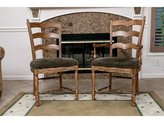 Four French Country Ladder Back Dining Chairs