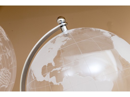 Duo Of Elegant Glass And Crystal Globes