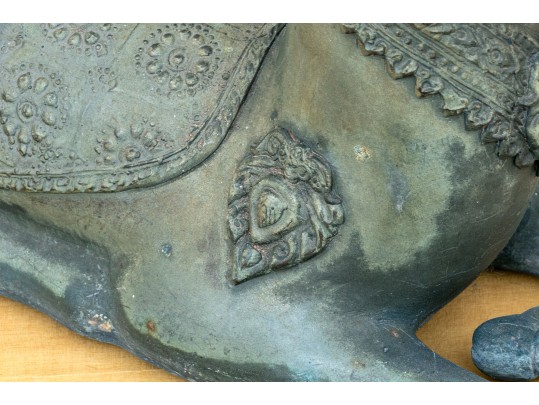 Asian Brass Recumbent Deer Sculpture 