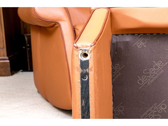 De Sede Swiss Leather Reclining Armchair With Ottoman