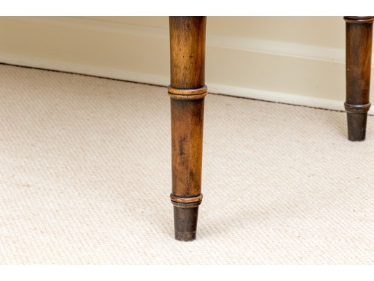 Theodore Alexander Chinoiserie Walnut And Leather Writing Desk With Baker Chair