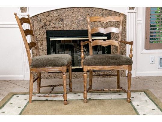 Four French Country Ladder Back Dining Chairs