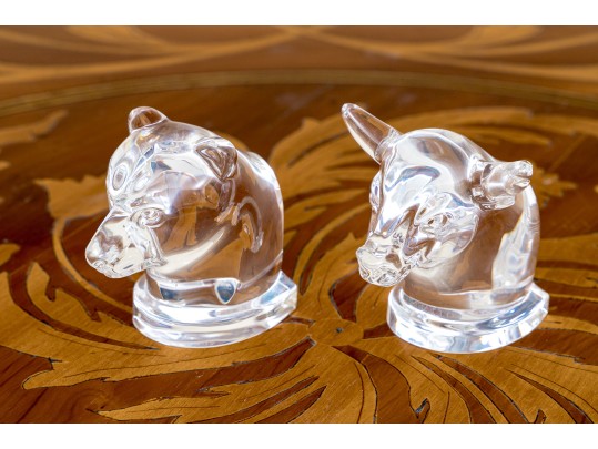 Steuben Crystal Bull And Bear Figures