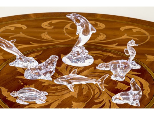 Collection Of Marine Animal Crystal Figures Including Sevres