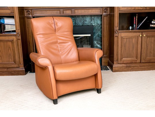 De Sede Swiss Leather Reclining Armchair With Ottoman