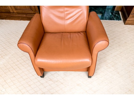 De Sede Swiss Leather Reclining Armchair With Ottoman