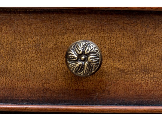 Theodore Alexander Chinoiserie Walnut And Leather Writing Desk With Baker Chair