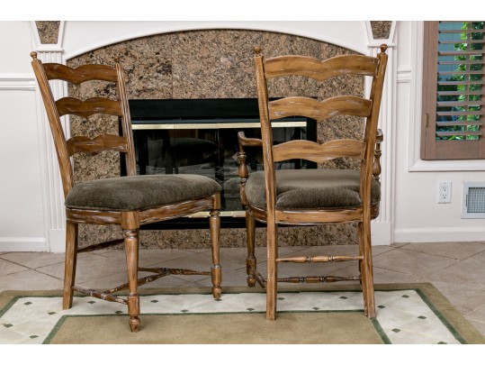 Four French Country Ladder Back Dining Chairs