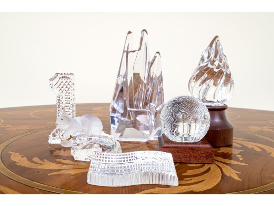 Collection Of Crystal Paperweights Including Faberge, Sevres, Steuben, And Waterford