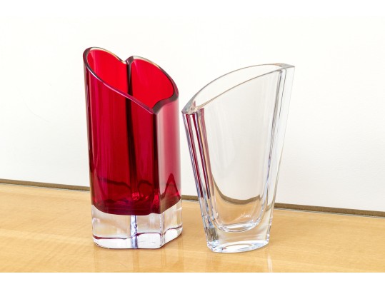 Fabulous Duo Of Rosenthal And Movado Crystal Vases
