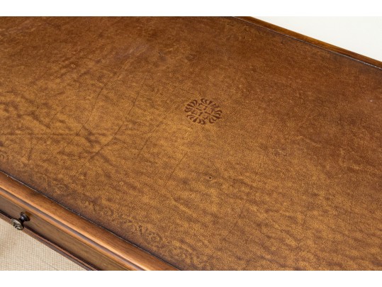 Theodore Alexander Chinoiserie Walnut And Leather Writing Desk With Baker Chair