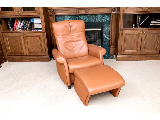De Sede Swiss Leather Reclining Armchair With Ottoman