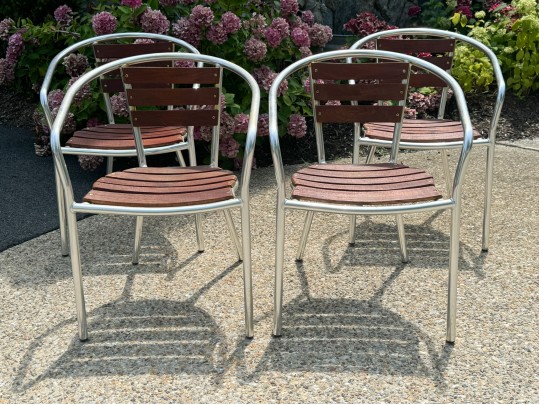 Set Of Four Nauteak Maritime Heritage Bistro Armchairs