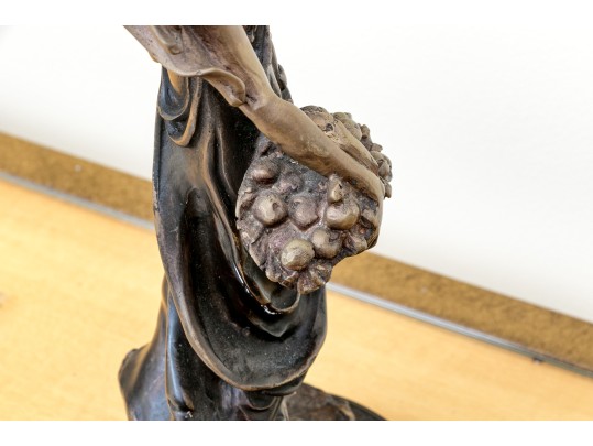 Vintage Arteriors Bronze Sculpture Of A Lady Carrying Fruit