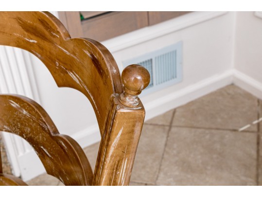 Four French Country Ladder Back Dining Chairs