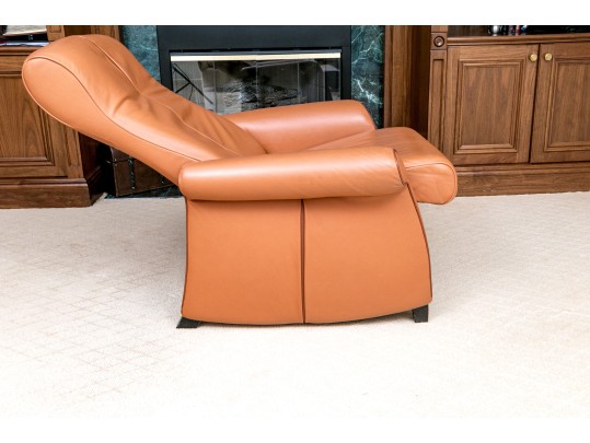 De Sede Swiss Leather Reclining Armchair With Ottoman