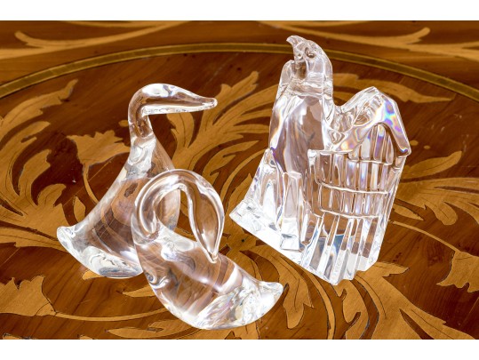 Trio Of Steuben Crystal Bird Figurines