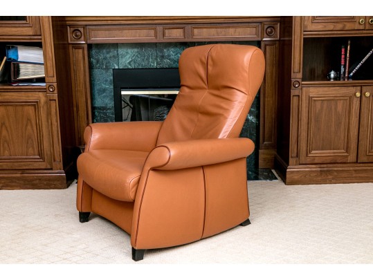 De Sede Swiss Leather Reclining Armchair With Ottoman