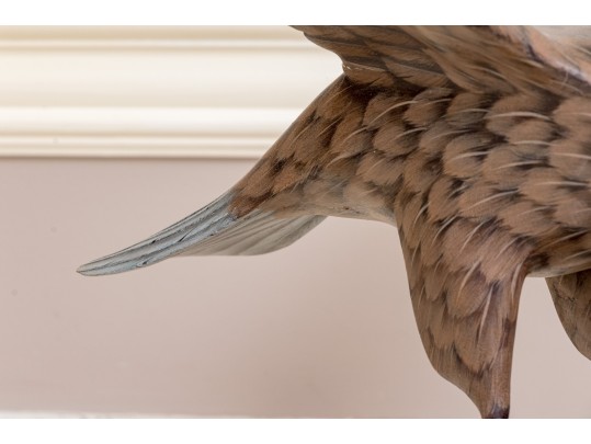 Artisanal Carved And Painted Wood And Stone Sculpture Of An Eagle