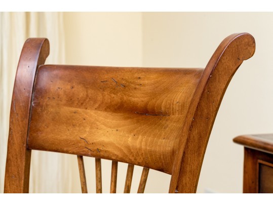 Theodore Alexander Chinoiserie Walnut And Leather Writing Desk With Baker Chair