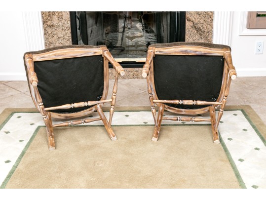 Four French Country Ladder Back Dining Chairs