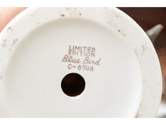 Delightful Wall Mounted Wood And Glass Etagere With Porcelain Birds Including Lenox