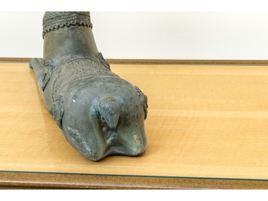 Asian Brass Recumbent Deer Sculpture 