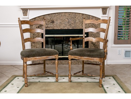 Four French Country Ladder Back Dining Chairs