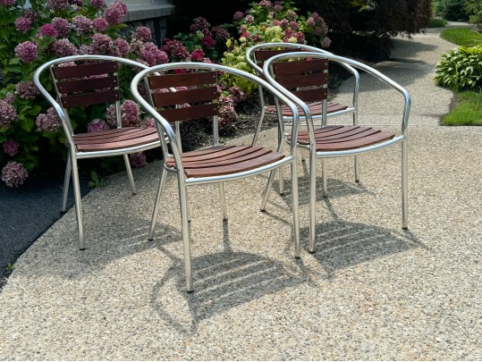 Set Of Four Nauteak Maritime Heritage Bistro Armchairs