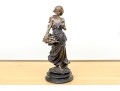 Vintage Arteriors Bronze Sculpture Of A Lady Carrying Fruit