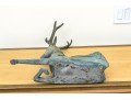 Asian Brass Recumbent Deer Sculpture 