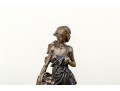 Vintage Arteriors Bronze Sculpture Of A Lady Carrying Fruit