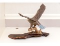 Artisanal Carved And Painted Wood And Stone Sculpture Of An Eagle