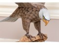 Artisanal Carved And Painted Wood And Stone Sculpture Of An Eagle