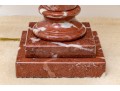 Pair Of Stately Carved Red Marble Table Lamps