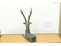 Asian Brass Recumbent Deer Sculpture 