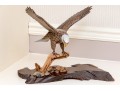 Artisanal Carved And Painted Wood And Stone Sculpture Of An Eagle