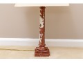 Pair Of Stately Carved Red Marble Table Lamps