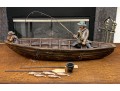 Awesome Artisanal Sculpture, Fisherman In Fishing Boat
