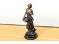 Vintage Arteriors Bronze Sculpture Of A Lady Carrying Fruit