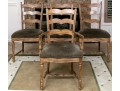 Four French Country Ladder Back Dining Chairs
