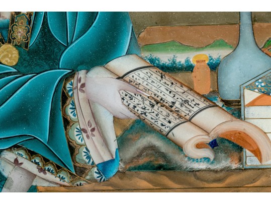Vintage Chinese Reverse Painting On Glass