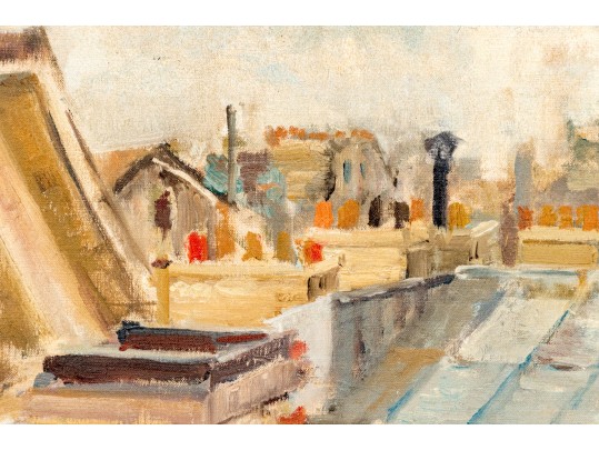 M. Price, Signed Oil On Canvas, Roof Tops Over Paris 