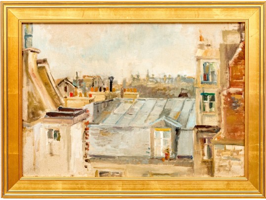 M. Price, Signed Oil On Canvas, Roof Tops Over Paris 