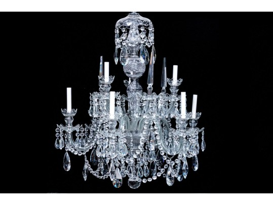 A Magnificent Cut Crystal Nine Light Chandelier