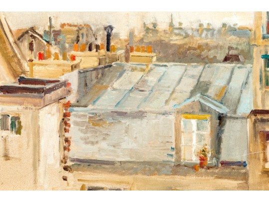M. Price, Signed Oil On Canvas, Roof Tops Over Paris 